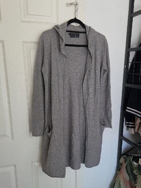 Brown Allan Gray Fine Merino Wool/Cashmere Cardigan Extra Small